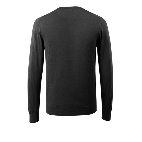 Strickpullover V-Ausschnitt,  Merinowolle / Gr. L, Schwarz Produktbild Additional View 2 L