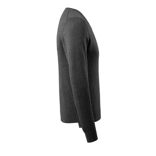 Strickpullover V-Ausschnitt,  Merinowolle / Gr. 2XL,  Dunkelanthrazit/Hellgrau-meliert Produktbild Additional View 3 L
