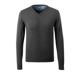 Strickpullover V-Ausschnitt,  Merinowolle / Gr. 4XL,  Dunkelanthrazit/Hellgrau-meliert Produktbild
