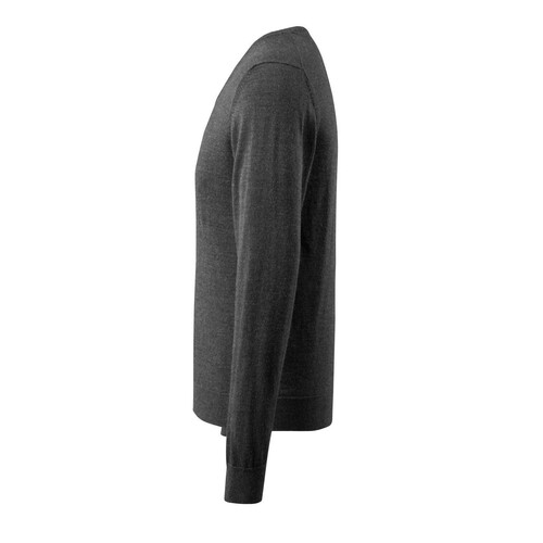Strickpullover V-Ausschnitt,  Merinowolle / Gr. 4XL,  Dunkelanthrazit/Hellgrau-meliert Produktbild Additional View 1 L
