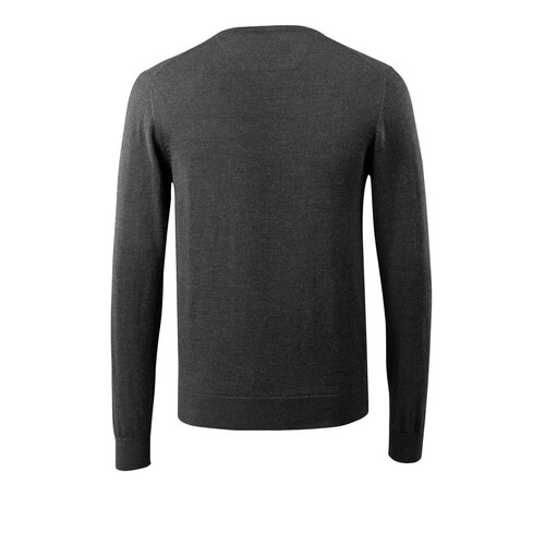 Strickpullover V-Ausschnitt,  Merinowolle / Gr. L,  Dunkelanthrazit/Hellgrau-meliert Produktbild Additional View 2 L