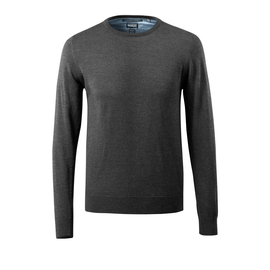 Strickpullover runder Halsausschnitt /  Gr. L, Dunkelanthrazit/Hellgrau-meliert Produktbild
