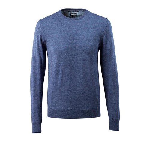 Strickpullover runder Halsausschnitt /  Gr. 4XL, Blau-meliert Produktbild