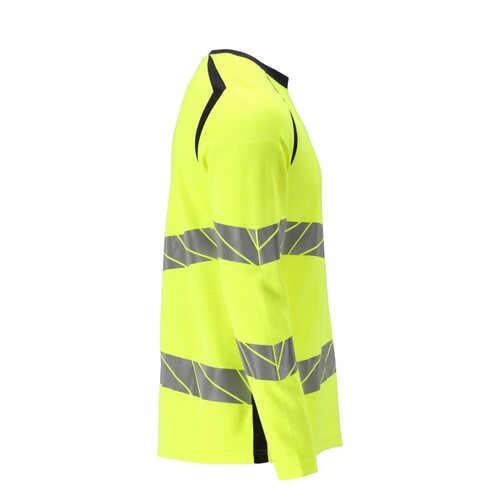 T-Shirt, Langarm, moderne Passform /  Gr. 2XL, Hi-vis Gelb/Schwarzblau Produktbild Additional View 3 L