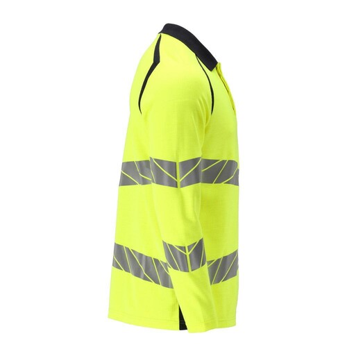 Polo-Shirt, Langarm / Gr. 4XL, Hi-vis  Gelb/Schwarzblau Produktbild Additional View 3 L