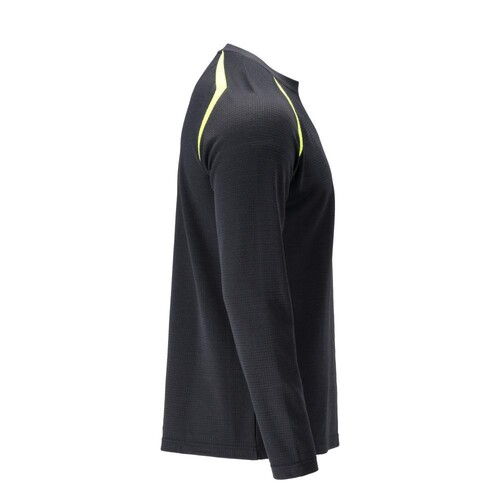 T-Shirt, Langarm, moderne Passform /  Gr. 4XL, Schwarzblau/Hi-vis Gelb Produktbild Additional View 3 L