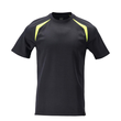 T-Shirt, moderne Passform / Gr. M,  Schwarzblau/Hi-vis Gelb Produktbild