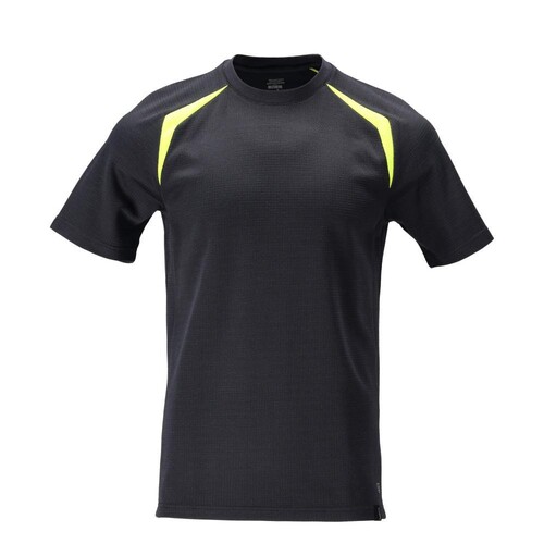 T-Shirt, moderne Passform / Gr. S,  Schwarzblau/Hi-vis Gelb Produktbild