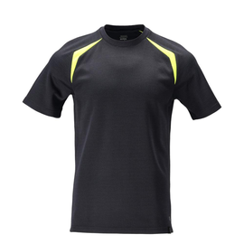 T-Shirt, moderne Passform / Gr. XL,  Schwarzblau/Hi-vis Gelb Produktbild