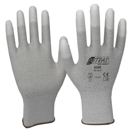 Antistatikhandschuh Nylon-Strick / Gr. 10 grau-weiß / PU-beschichtet Nitras 6230T Produktbild