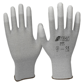 Antistatikhandschuh Nylon-Strick / Gr. 9 grau-weiß / PU-beschichtet Nitras 6230T Produktbild