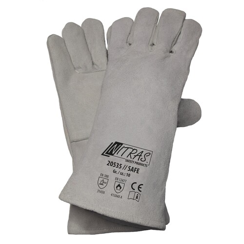 Schweißerhandschuh Spaltleder / Gr. 10 grau / Nitras 20535 Produktbild Front View L