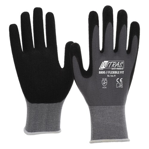 Strickhandschuh Spezial-Strick / Gr. 6 grau-schwarz / Spezialbeschichtung Nitras 8800 Produktbild Front View L