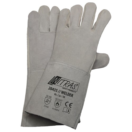 Schweißerhandschuh Spaltleder / Gr. 10 grau / Nitras 20435 Produktbild Front View L