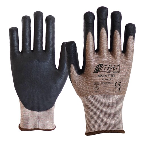 Schutzhandschuh Spezialgarn / Gr. 10 braun-schwarz / PU-beschichtet Nitras 6655 Produktbild Additional View 2 L