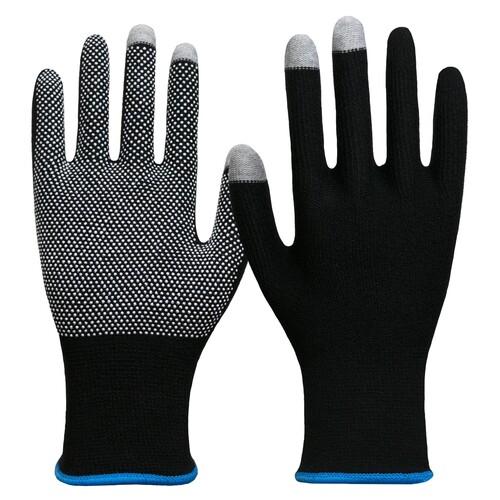 Strickhandschuh Baumwolle/Elasthan / Gr. 6 schwarz-weiß-grau / PVC-Noppen Nitras 6102 Produktbild Front View L