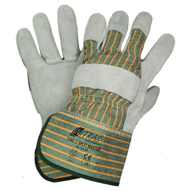 Lederhandschuh Rindspaltleder / Gr. 9 grün-rot-gelb-grau / Nitras 1302 SPLIT MASTER Produktbild