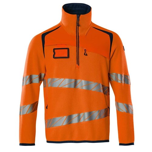 Strickpullover mit kurzem  Reißverschluss / Gr. 5XL, Hi-vis  Orange/Schwarzblau Produktbild Front View L