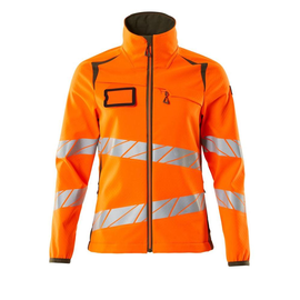 Soft Shell Jacke, Damenpassform / Gr.  XL, Hi-vis Orange/Moosgrün Produktbild