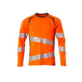 T-Shirt, Langarm, moderne Passform /  Gr. 5XLONE, Hi-vis Orange/Moosgrün Produktbild