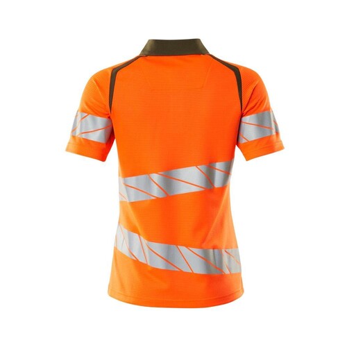 Polo-Shirt, Damenpassform / Gr. S  ONE,  Hi-vis Orange/Moosgrün Produktbild Additional View 1 L