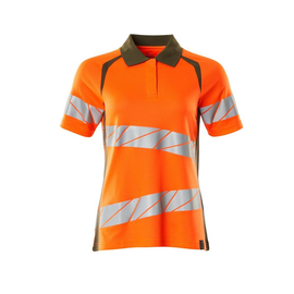 Polo-Shirt, Damenpassform / Gr. XS ONE,  Hi-vis Orange/Moosgrün Produktbild