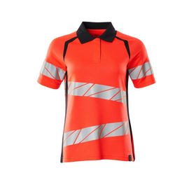 Polo-Shirt, Damenpassform / Gr. XS ONE,  Hi-vis Rot/Schwarzblau Produktbild