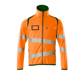 Fleecepullover mit Reißverschluss  Microfleecejacke / Gr. L, Hi-vis  Orange/Moosgrün Produktbild