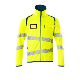 Fleecepullover mit Reißverschluss  Microfleecejacke / Gr. L, Hi-vis  Gelb/Dunkelpetroleum Produktbild