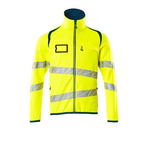Fleecepullover mit Reißverschluss  Microfleecejacke / Gr. S, Hi-vis  Gelb/Dunkelpetroleum Produktbild