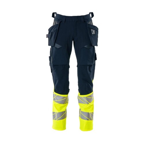 Hose mit Hängetaschen, ULTIMATE STRETCH  / Gr. 90C62, Schwarzblau/Hi-vis Gelb Produktbild Front View L