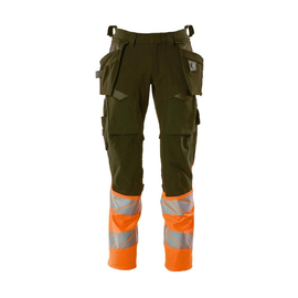 Hose mit Hängetaschen, ULTIMATE STRETCH  / Gr. 82C49, Moosgrün/Hi-vis Orange Produktbild