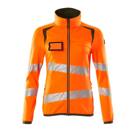 Fleecepullover mit Reißverschluss,  Damen Microfleecejacke / Gr. L, Hi-vis  Orange/Moosgrün Produktbild