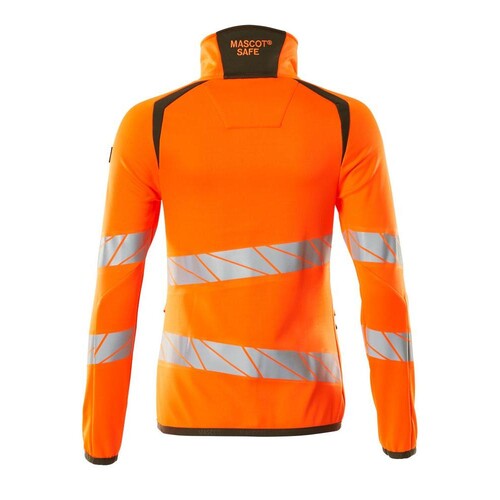 Fleecepullover mit Reißverschluss,  Damen Microfleecejacke / Gr. XS, Hi-vis  Orange/Moosgrün Produktbild Additional View 1 L