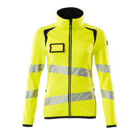 Fleecepullover mit Reißverschluss,  Damen Microfleecejacke / Gr. L, Hi-vis  Gelb/Schwarz Produktbild