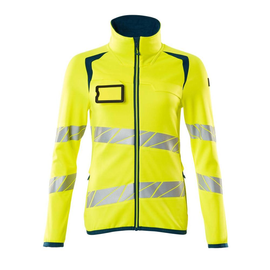 Fleecepullover mit Reißverschluss,  Damen Microfleecejacke / Gr. L, Hi-vis  Gelb/Dunkelpetroleum Produktbild