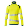 Fleecepullover mit Reißverschluss,  Damen Microfleecejacke / Gr. L, Hi-vis  Gelb/Dunkelpetroleum Produktbild Additional View 1 S
