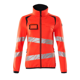 Fleecepullover mit Reißverschluss,  Damen Microfleecejacke / Gr. 2XL,  Hi-vis Rot/Schwarzblau Produktbild