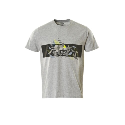 T-Shirt mit Druck / Gr. S,  Grau-meliert/Hi-vis Gelb Produktbild