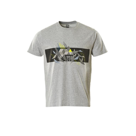 T-Shirt mit Druck / Gr. XL,  Grau-meliert/Hi-vis Gelb Produktbild