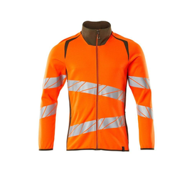 Sweatshirt mit Reißverschluss,modern  Fit / Gr. L, Hi-vis Orange/Moosgrün Produktbild