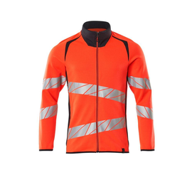 Sweatshirt mit Reißverschluss,modern  Fit / Gr. L, Hi-vis Rot/Schwarzblau Produktbild