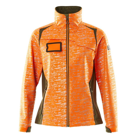 Soft Shell Jacke, Reflexeffekte, Damen  / Gr. 4XL, Hi-vis Orange/Moosgrün Produktbild