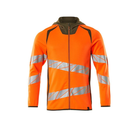 Sweatshirt mit Kapuze, moderne Passform  Kapuzensweatshirt / Gr. L, Hi-vis  Orange/Moosgrün Produktbild