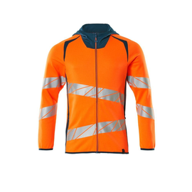 Sweatshirt mit Kapuze, moderne Passform  Kapuzensweatshirt / Gr. XS, Hi-vis  Orange/Dunkelpetroleum Produktbild