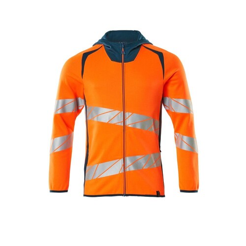 Sweatshirt mit Kapuze, moderne Passform  Kapuzensweatshirt / Gr. XS, Hi-vis  Orange/Dunkelpetroleum Produktbild