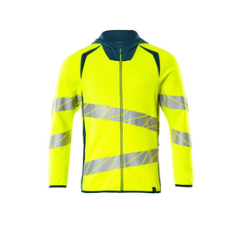 Sweatshirt mit Kapuze, moderne Passform  Kapuzensweatshirt / Gr. XS, Hi-vis  Gelb/Dunkelpetroleum Produktbild