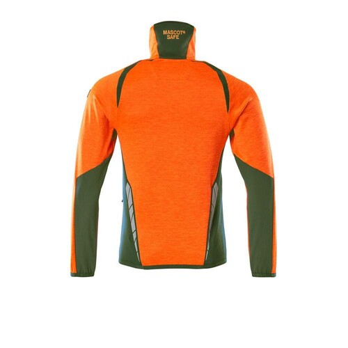 Fleecepullover mit kurzem  Reißverschluss Microfleecejacke / Gr.  S, Hi-vis Orange/Moosgrün Produktbild Additional View 1 L
