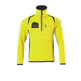 Fleecepullover mit kurzem  Reißverschluss Microfleecejacke / Gr.  S, Hi-vis Gelb/Schwarz Produktbild