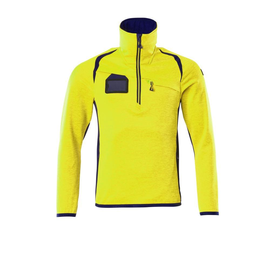 Fleecepullover mit kurzem  Reißverschluss Microfleecejacke / Gr.  S, Hi-vis Gelb/Dunkelpetroleum Produktbild